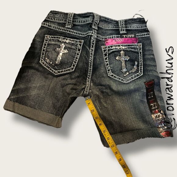 Cowgirl Tuff Crosses Shimmer Shorts Size 27 - Picture 6 of 9
